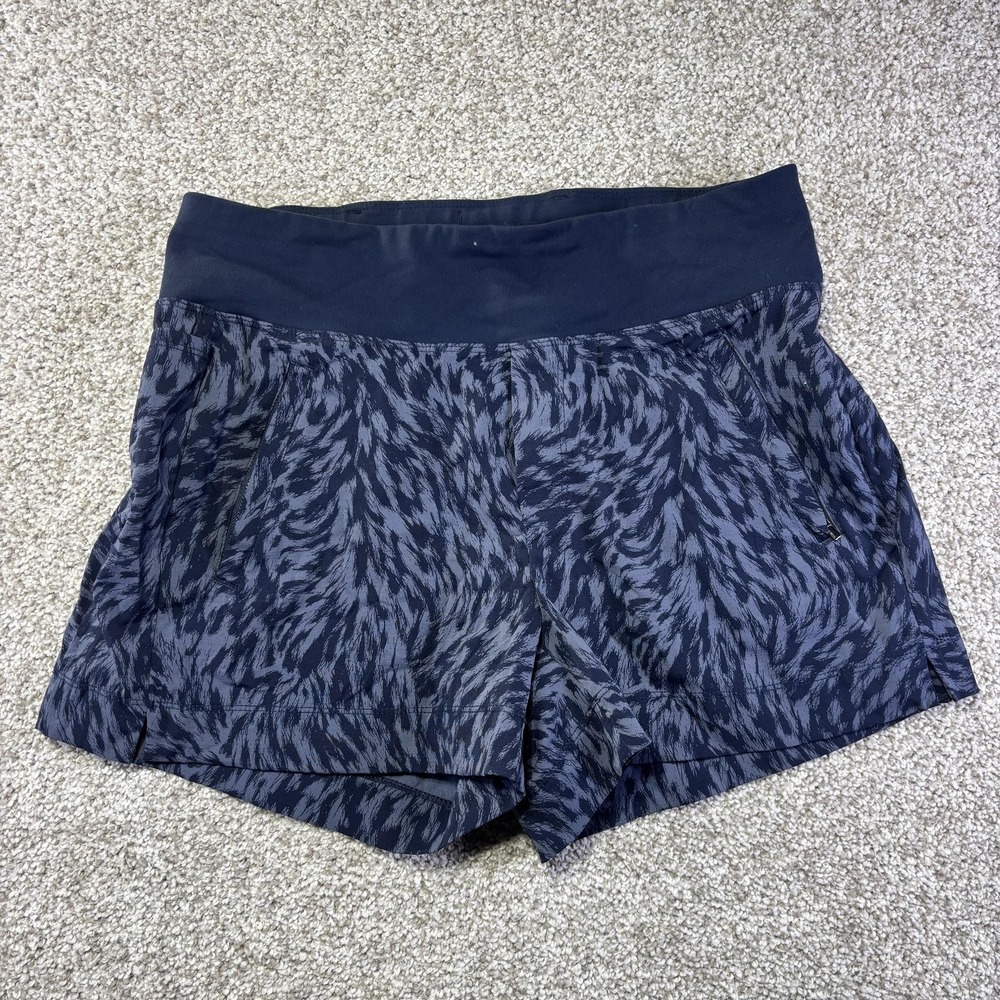 Athleta Trekkie North Shorts Womens 8 Blue Print 3.5 Inseam Hiking Athletic